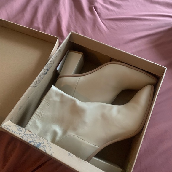 Free People Cream Leather Boots - Picture 1 of 5